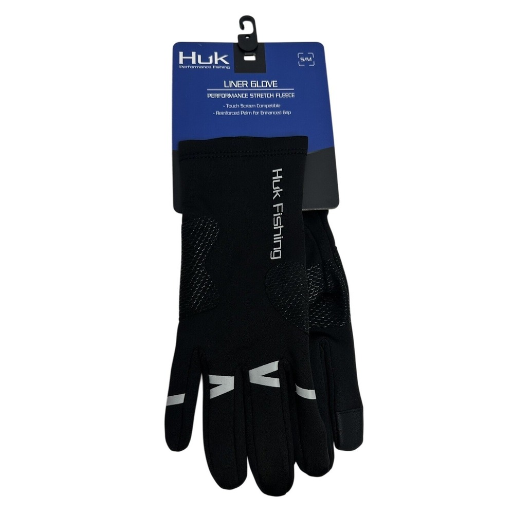 NEW Huk Performance Stretch‎ Fleece Liner Gloves Fishing Black Size S/M - Picture 4 of 7